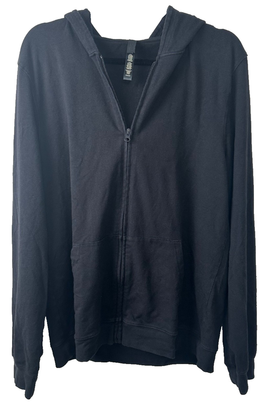 SKIMS Cotton Fleece Classic Zip-up Hoodie In Black - M Full Zip Cotton Blend D31